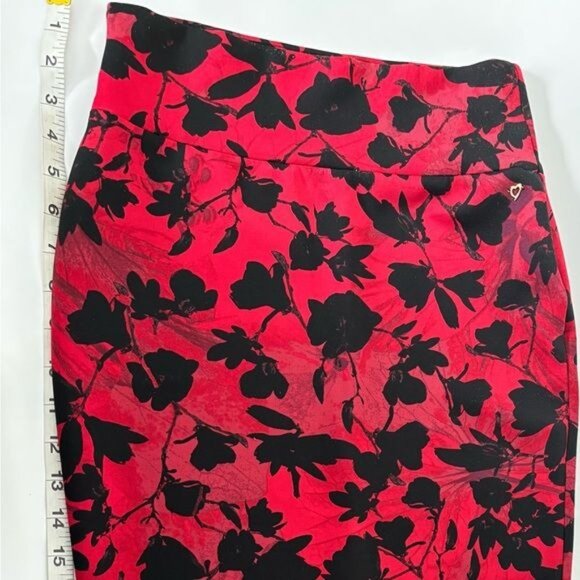 Thalia Sodi Skirt Extra Small Red Floral Stretch Whimsigoth Dark Academia Gothic - Picture 8 of 12